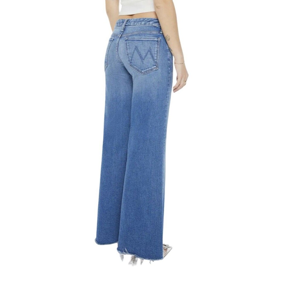 MOTHER The Lil Roller Fray Wide Leg Blue Stretch Jean NWOT Size 27 MSRP $258 - Picture 4 of 14